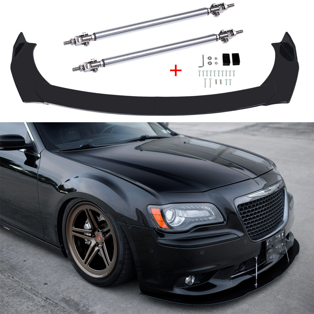 For Nissan 370Z 2009-2021 Front Bumper Lip Spoiler Splitters Chin + Strut Rods