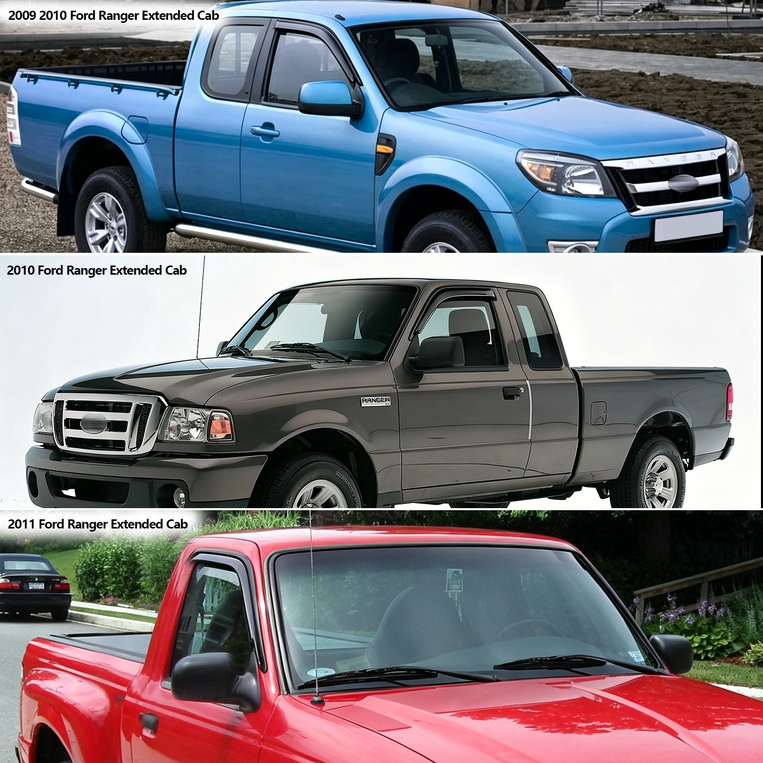 For 99-11 Ranger 99-00 Mazda B-Series In Channel Smoke Window Visors Rain Guard