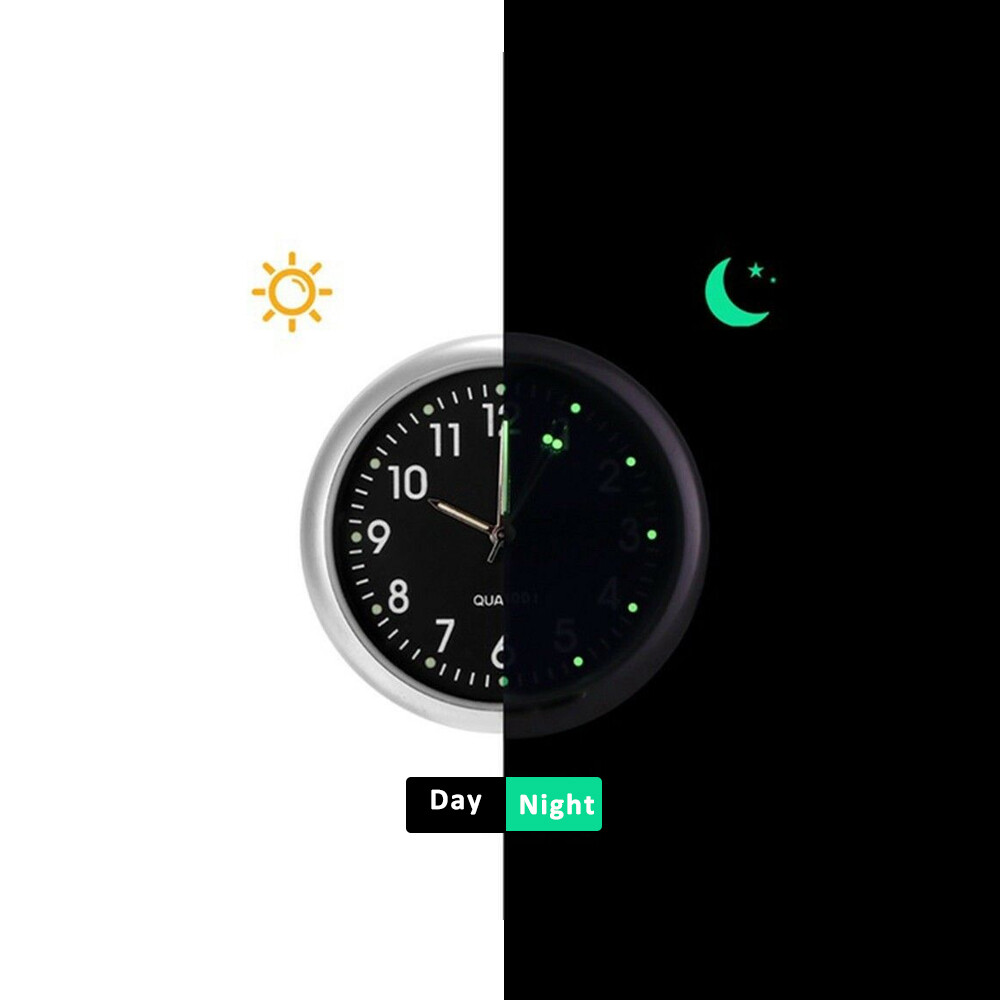 Mini Pocket Quartz Digital Analog Watch Stick-On Clock Luminous Fit For Car Boat