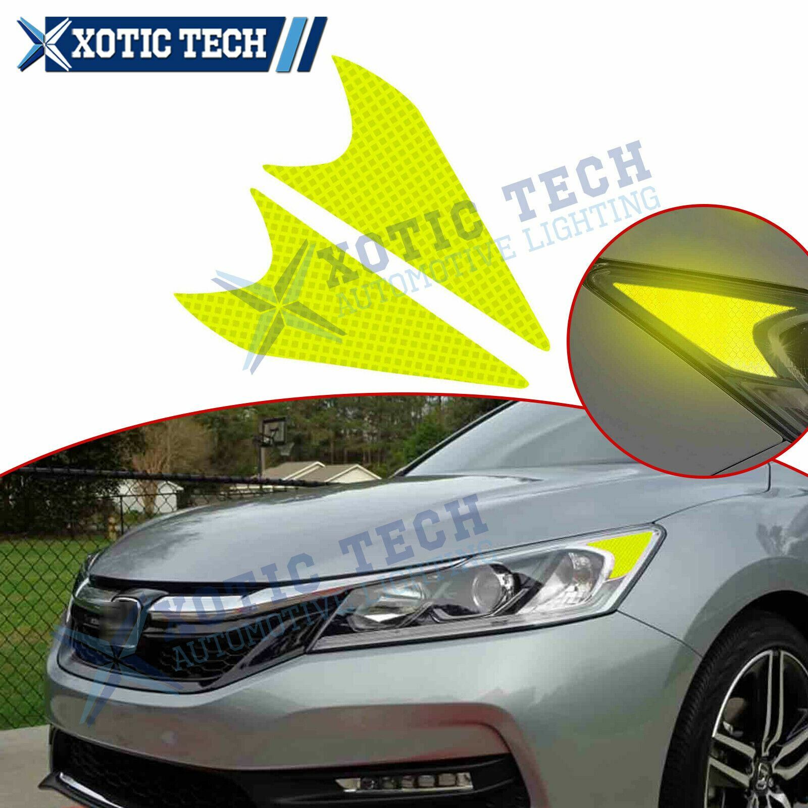 2Pcs JDM Headlight Lamp Eyebrow Reflective PVC Sticker For Honda Accord 13-17
