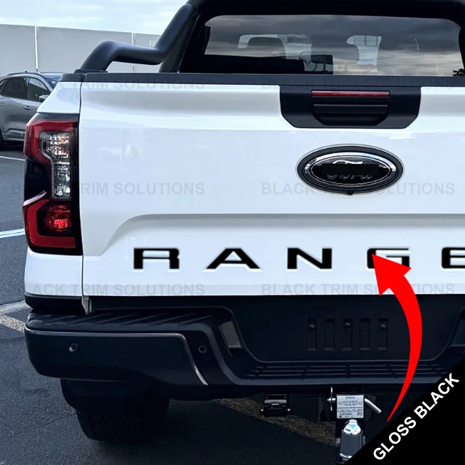 Gloss Black Tailgate Insert Decals Letters VINYL For Ford Ranger 2024 2025