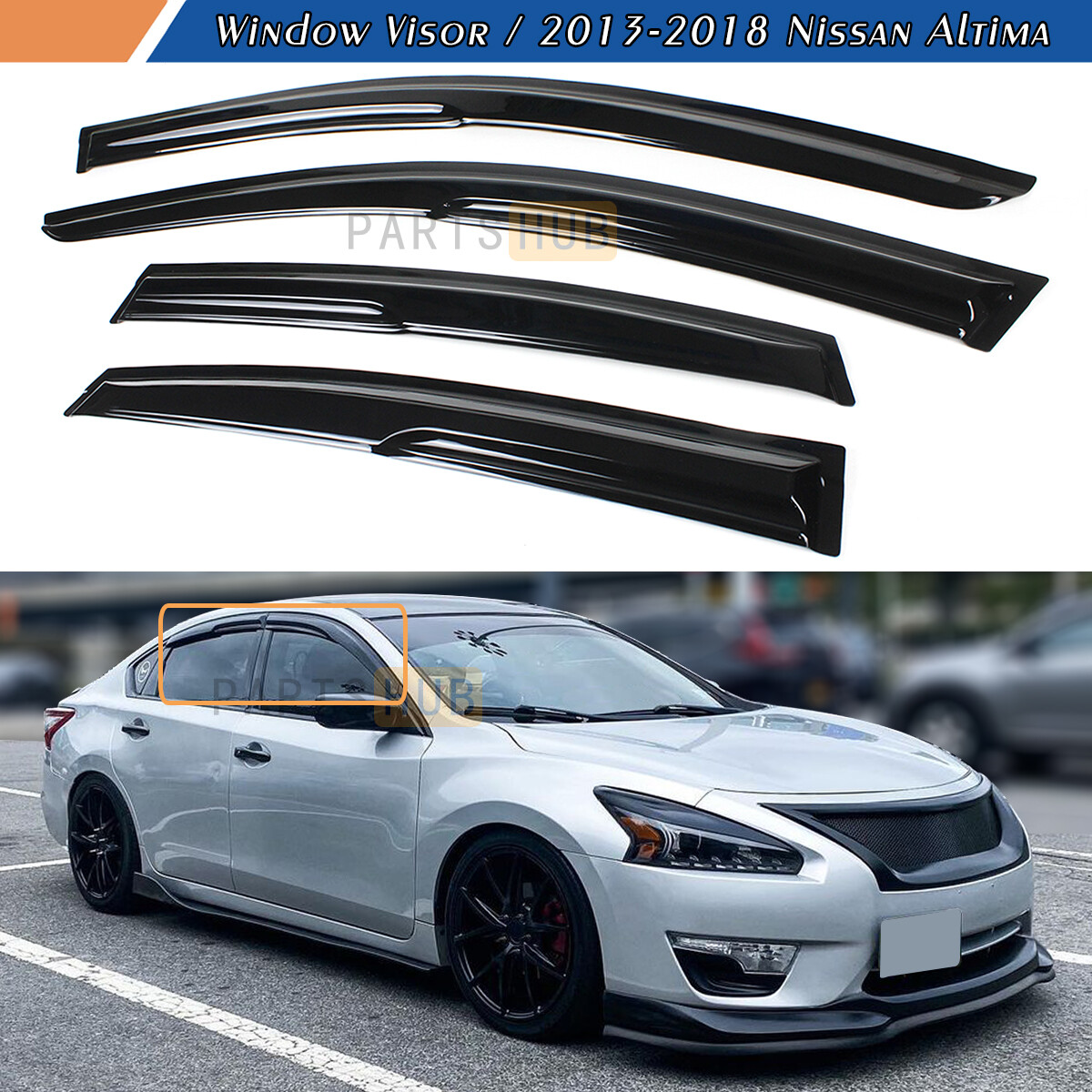 For 2013-2018 Nissan Altima JDM 3D Wavy Mugen Style Window Visors Rain Guards