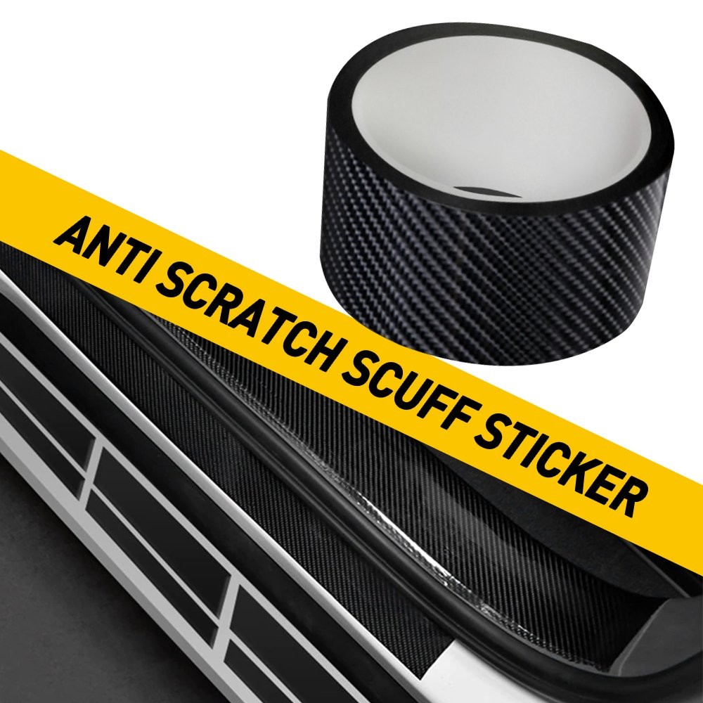 Accessories Fiber Carbon Vinyl Car Door Sill Scuff Cover Plate Sticker Protector