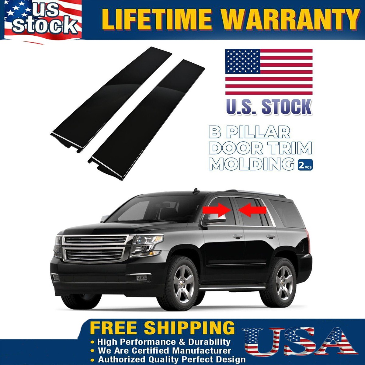 Door Trim Molding Kit For GMC Yukon 2015-2020 Pair Set of 2 926-241 926-242