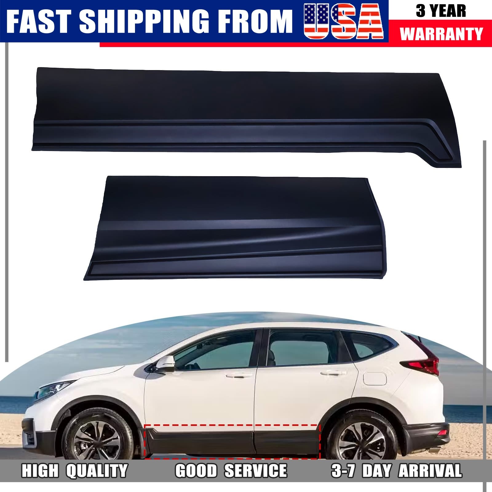 Left Side Front & Rear Door Lower Molding Garnish Panel For Honda CR-V 2017-22