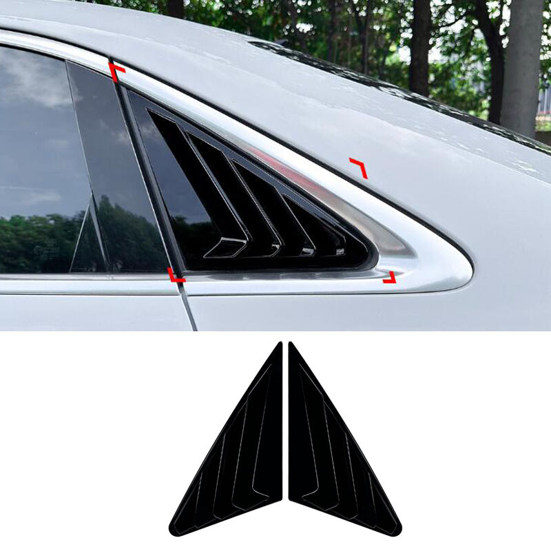 2X For 2022-2024 Audi A3 8Y Sedan Glossy Black ABS Rear Side Window Blinds Trim