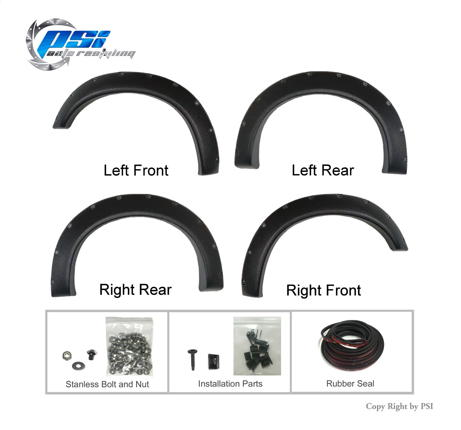 Cut Round Bolt Fender Flares Fits Ford F-250, F-350 Super Duty 08-10 Textured
