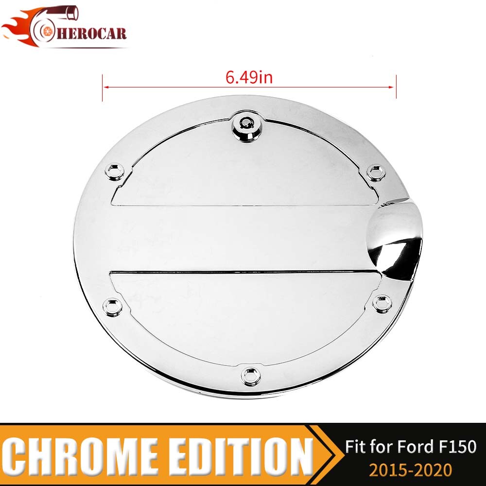 Car Door Gas Cap Cover Locking Fuel Tank Trim For Ford F150 2015-17 Chrome