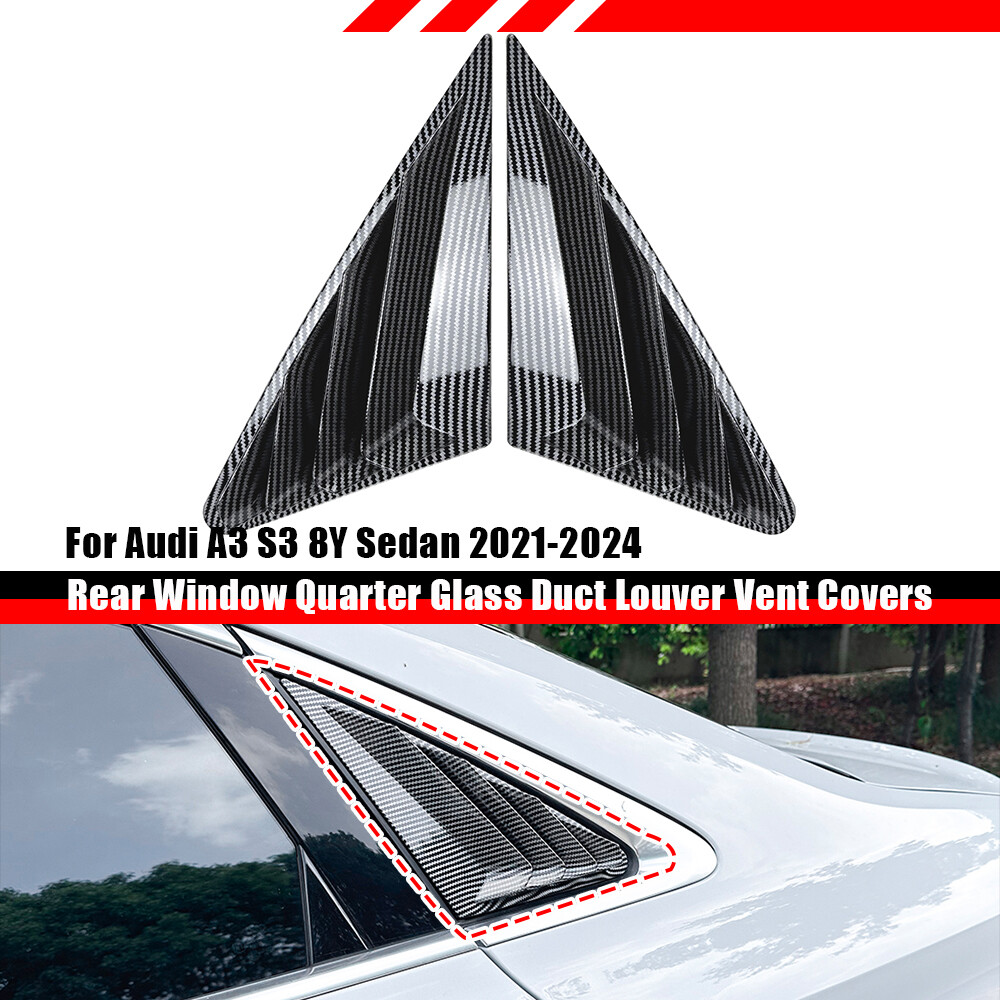Rear Window Quarter Louver Cover Carbon Look For Audi A3 S3 8Y Sedan 2021-2024