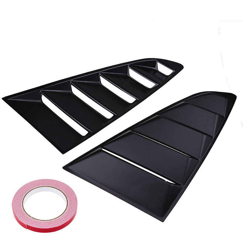 2x For Ford Mustang 15-20 Matte V2 Style Side Quarter Window Louvers Rear Covers