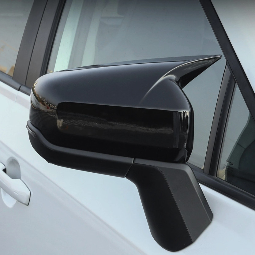 2pcs Glossy Black OX Horn Rearview Mirror Cover Trim For Toyota RAV4 2026