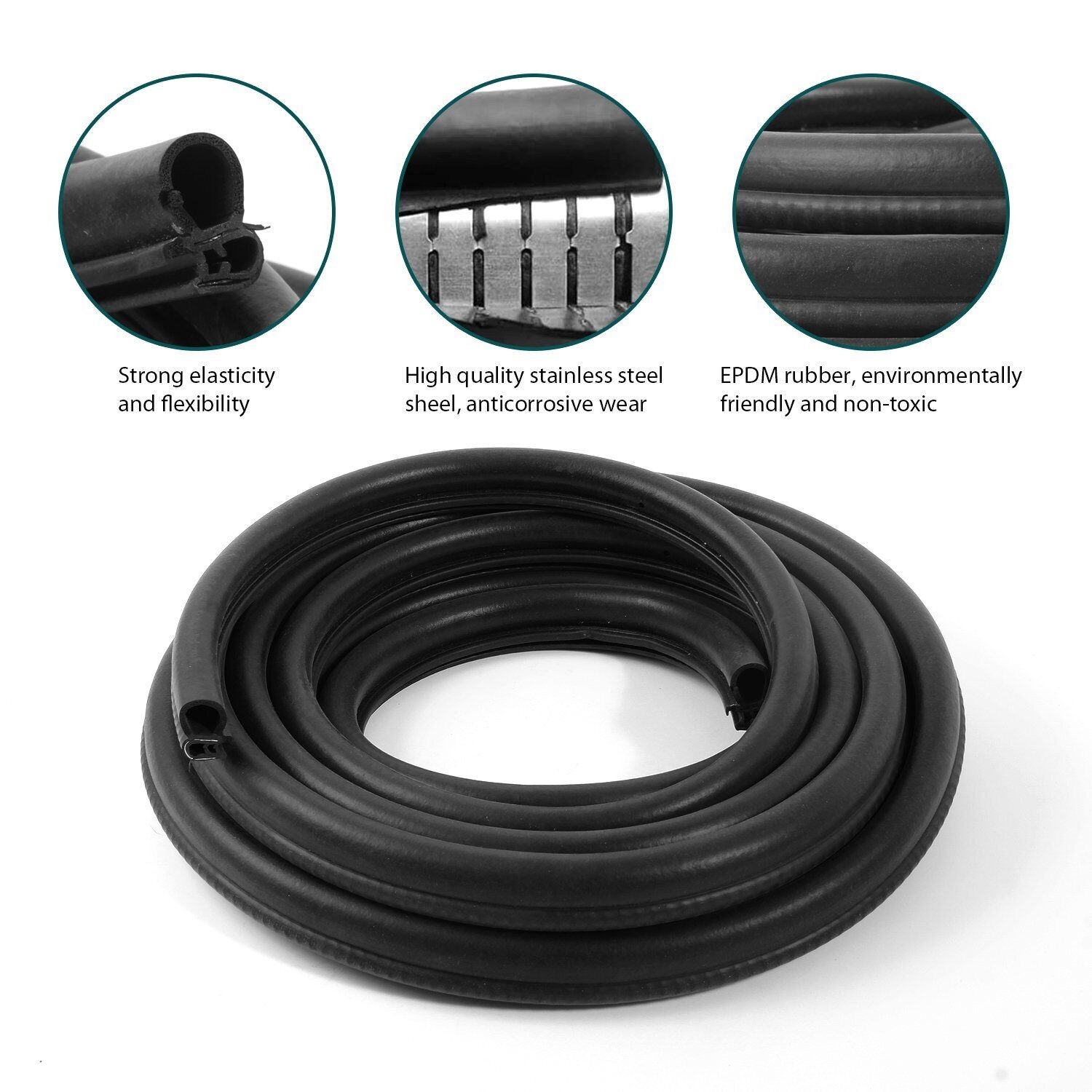 20FT U Shape Rubber Seal Weather Strip Door Edge Moulding Trim For Ram Models