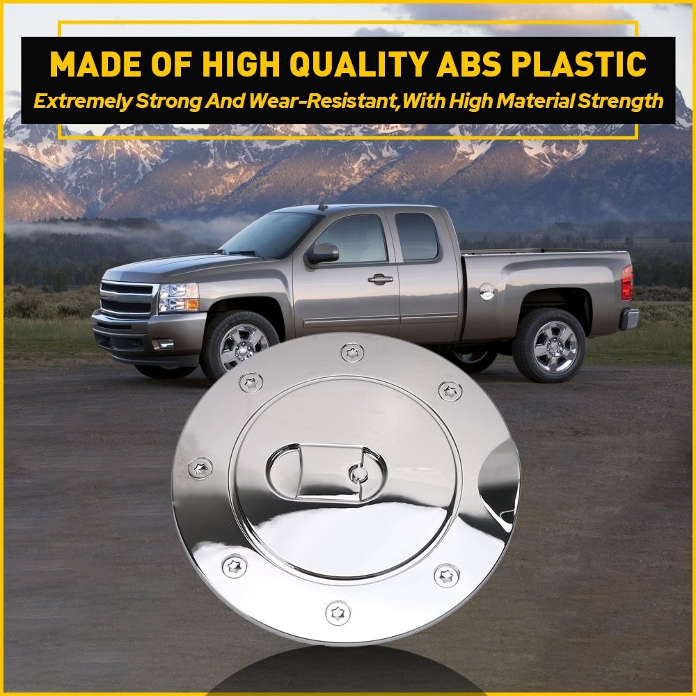 ABS Chrome Fuel Gas Cap Door Cover For 2007-2013 Chevy Silverado Sierra 1500