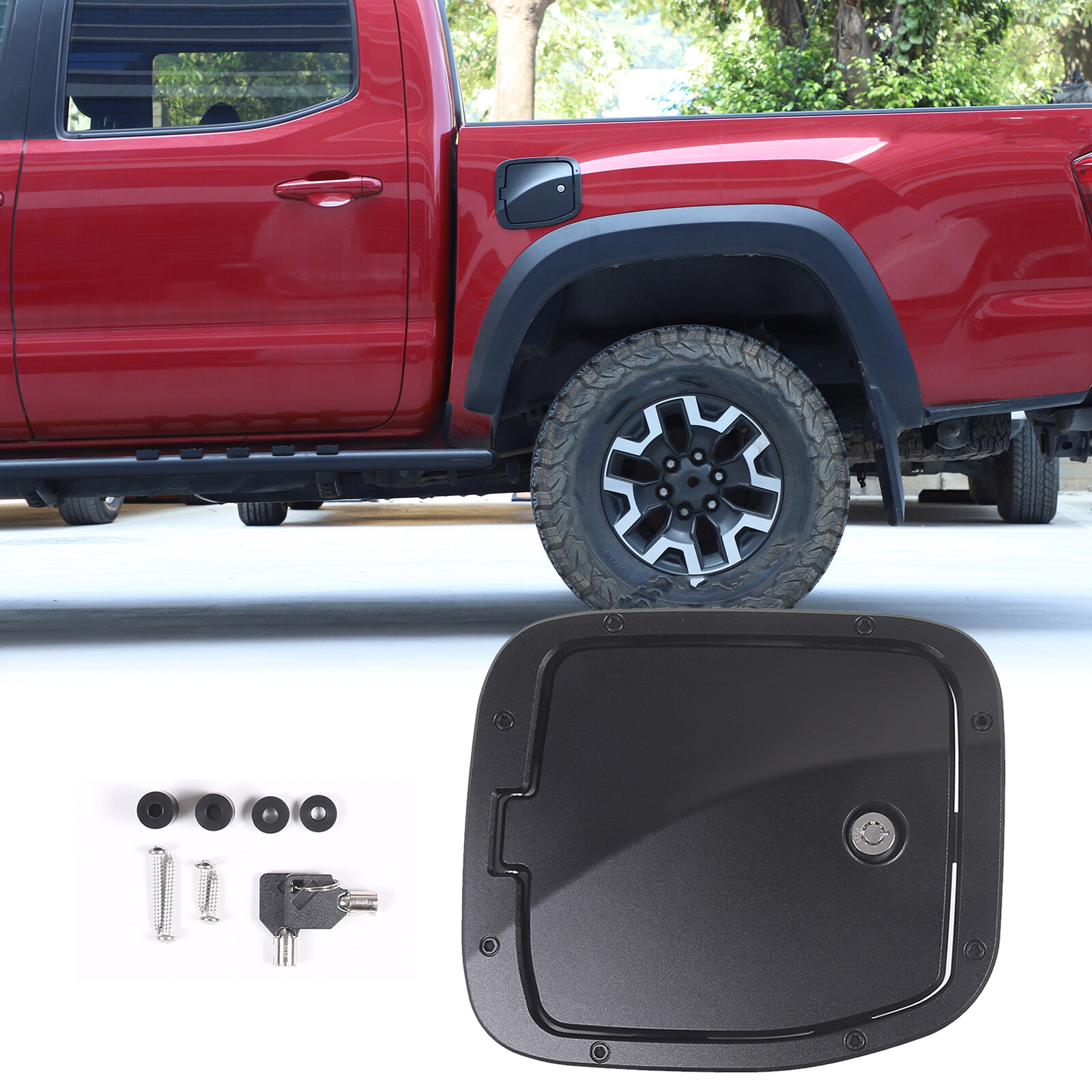 Aluminum Fuel Tank Cap Filler Locking Door Replacement For Toyota Tacoma 2016-23