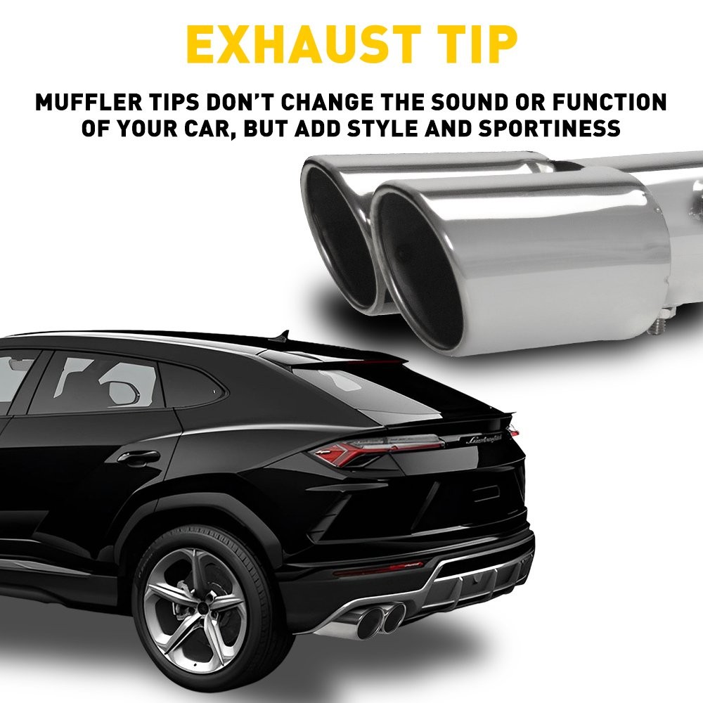 Chrome 2.5in” Car Stainless Steel Rear Exhaust Pipe Tail Muffler Accessories Tip