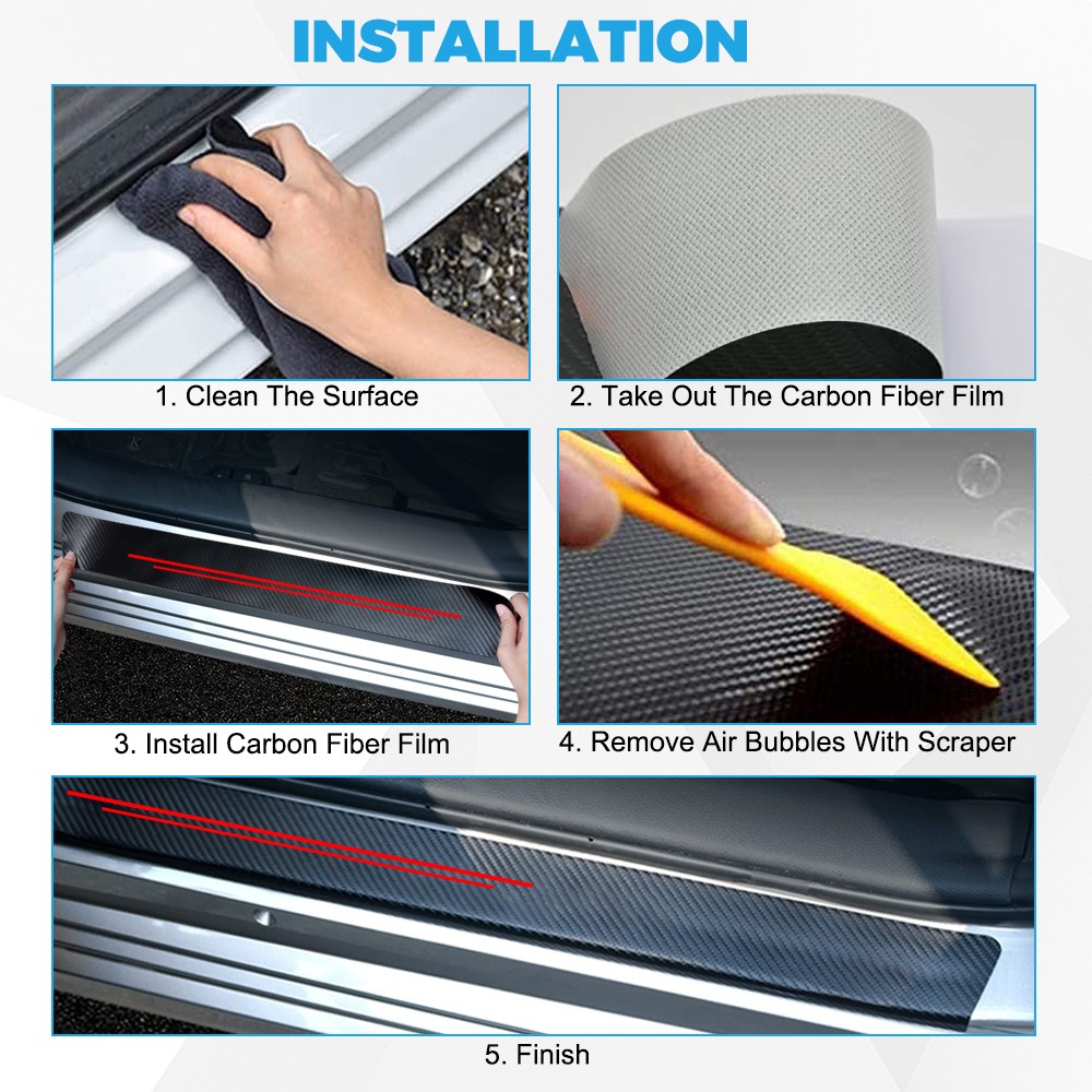 9X For Chevrolet Front & Rear Red Door Sill Scratch Protector Guards Scuff Cover