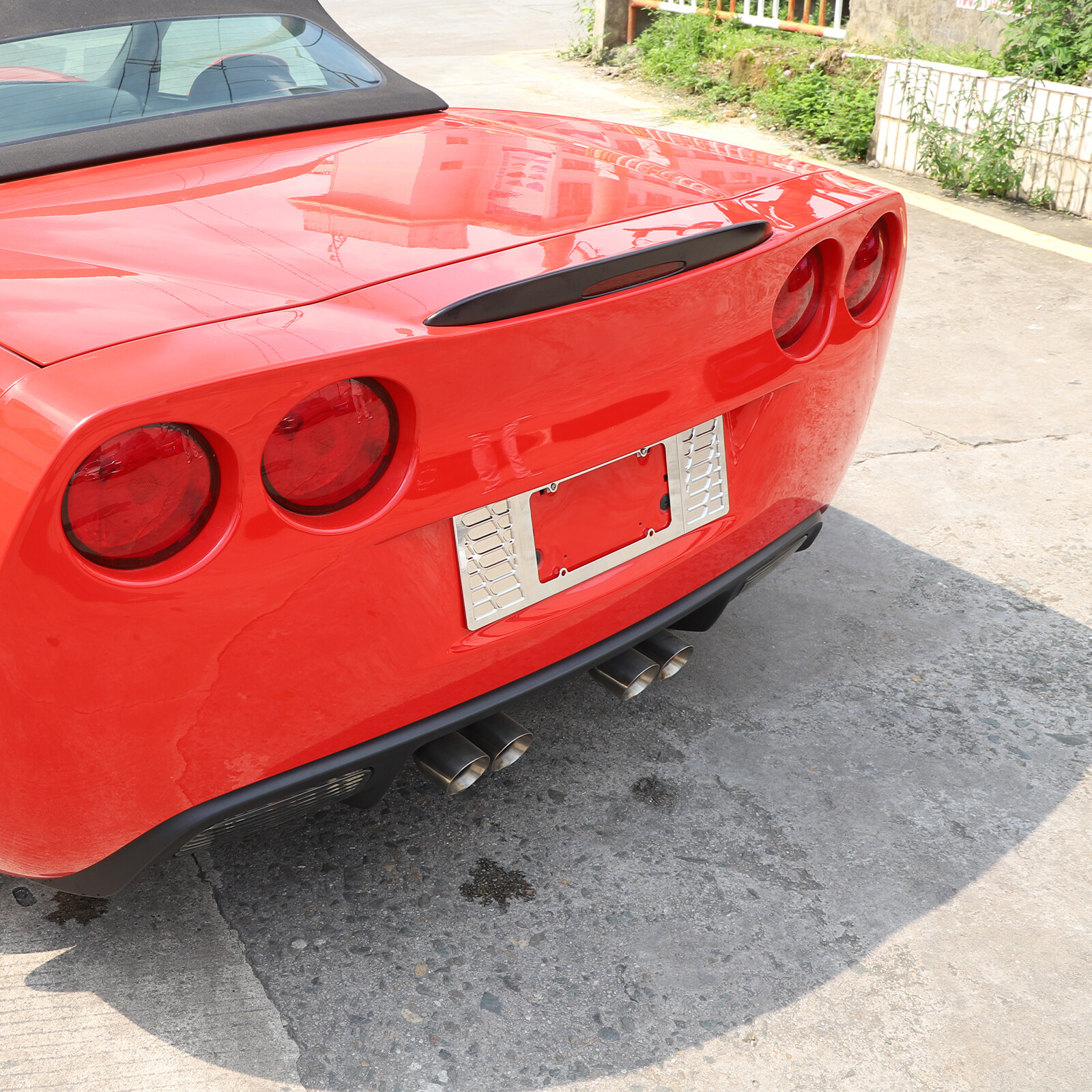 Silver Aluminum alloy Rear License Plate Frame Trim For Corvette C6 2005-13