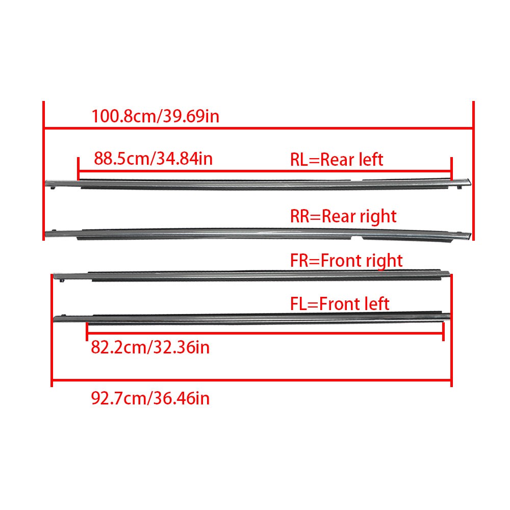For Toyota RAV4 2013-2018 4X Chrome Window Weatherstrip Moulding Trim Seal Belt