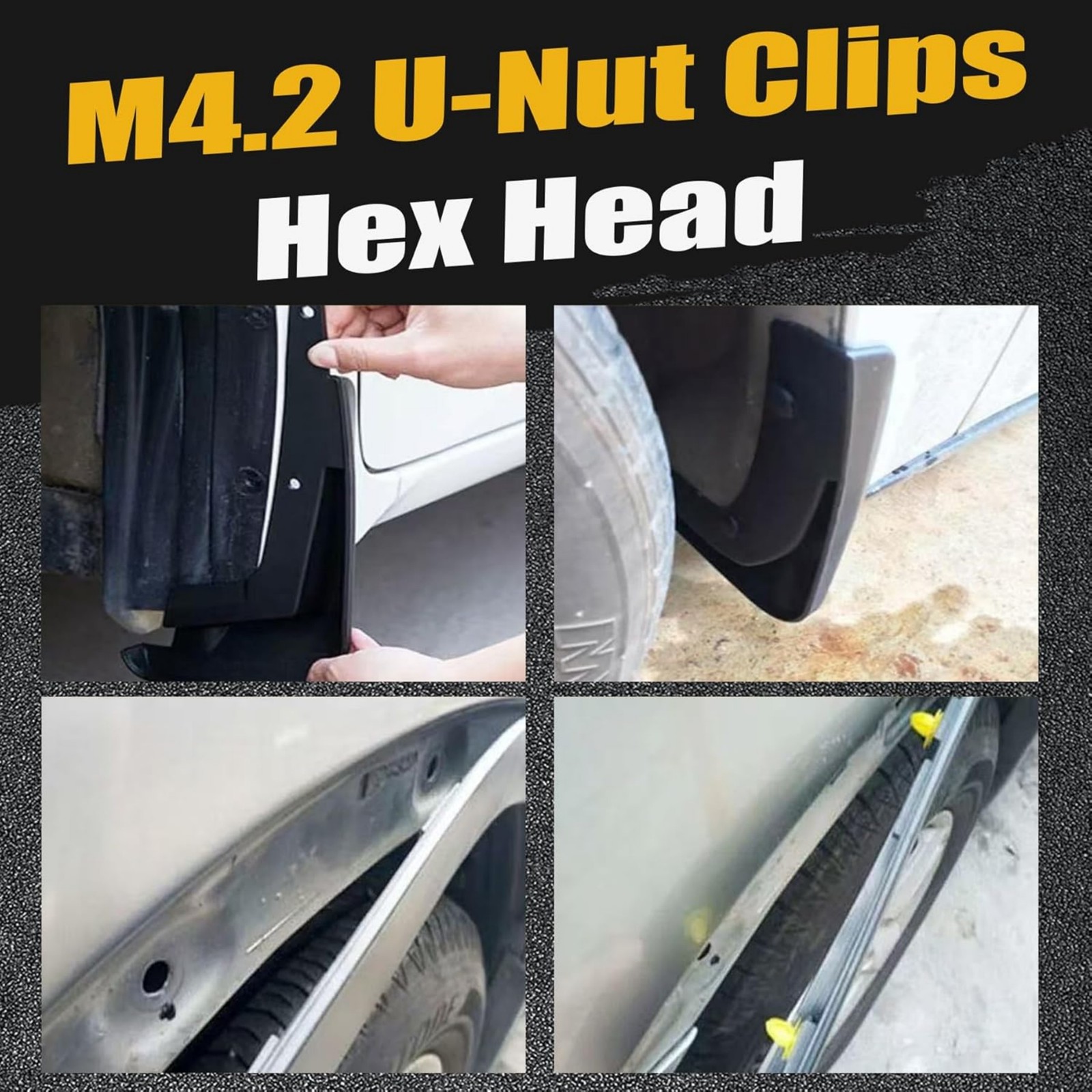 50PCS Universal M4.2 Fender Liner Screws U-Nut Clips Car Engine Splash Fasteners