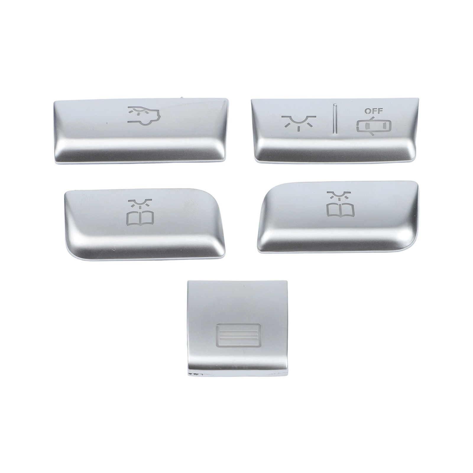 5pcs Silver Roof Reading Lamp Button Patch for Mercedes Car Interior Trim Set