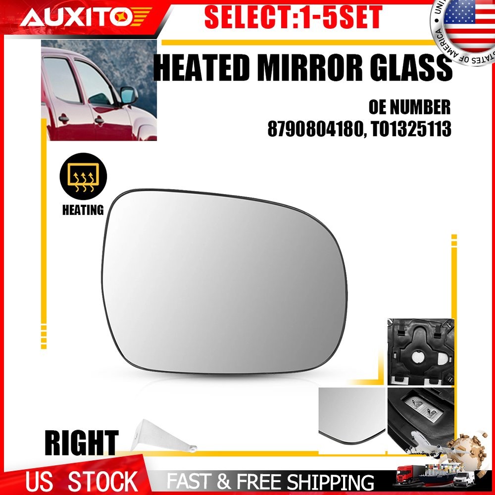 Heated Mirror Glass with Backing Plate Fit Toyota Tacoma 2005-11 Passenger 1-10