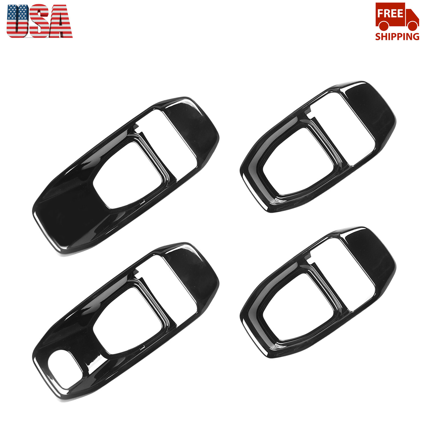 4PCS Black Interior Door Handle Bowl Cover Kit For Jeep Wrangler JL 2018+ 4Door