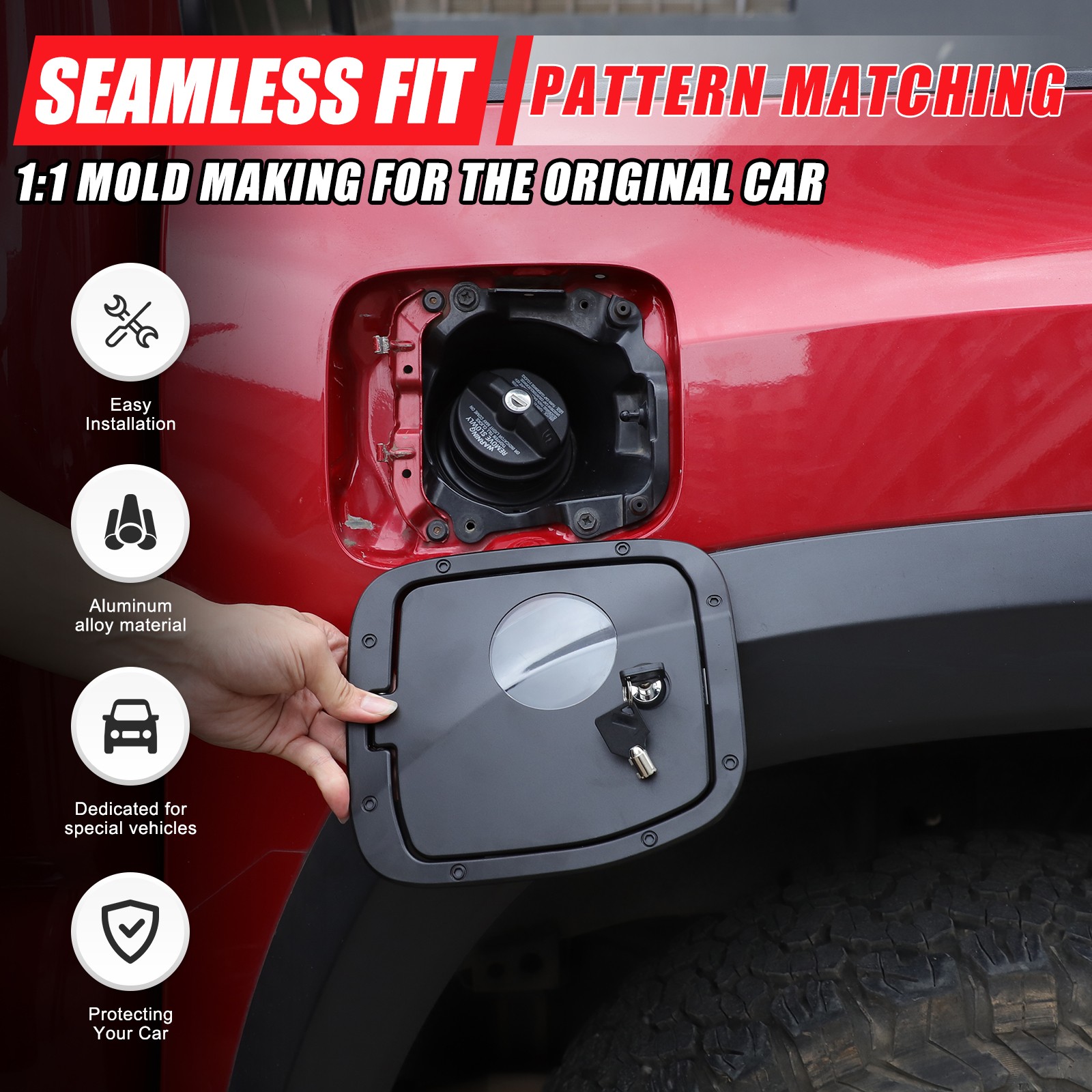 Aluminum Alloy Fuel Tank Locking Cap Cover Replacement For Toyota Tacoma 2016-22