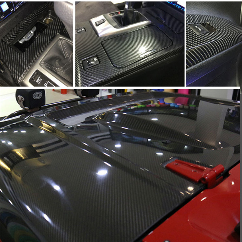 5D Gloss Forged Carbon Fiber Black GOLD Vinyl Car Wrap Film Sticker Decal Sheet