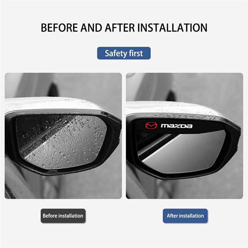 2PCS Clear Rear View Mirror Rain Board Eyebrow Guard Car Accessories For Mazda