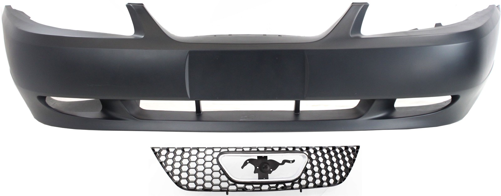MUSTANG 99-04 FRONT BUMPER COVER 2-pc Kit w/o Emblem with Grille