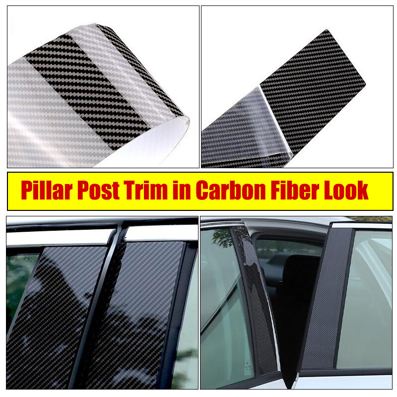 8Pcs Carbon Fiber Style Pillar Posts Window Cover Fit For BYD Dolphin 2022-2023