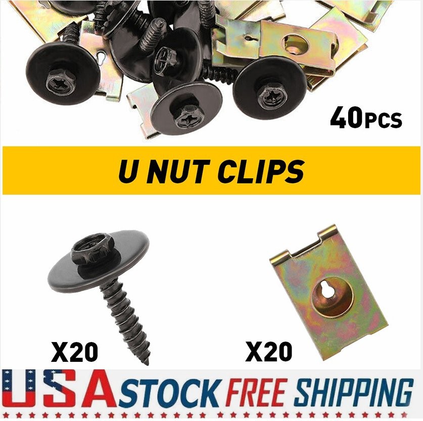 40 Car Body Panel Fender Fastener Kit U-Nut Hex Bolts Clips Screws Fixed For BMW