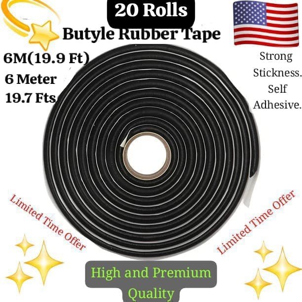 20 Rolls X 19.6Ft 6M Butyl Sealant Rubber Tape Strip Glue Adhesive Car Truck Bus