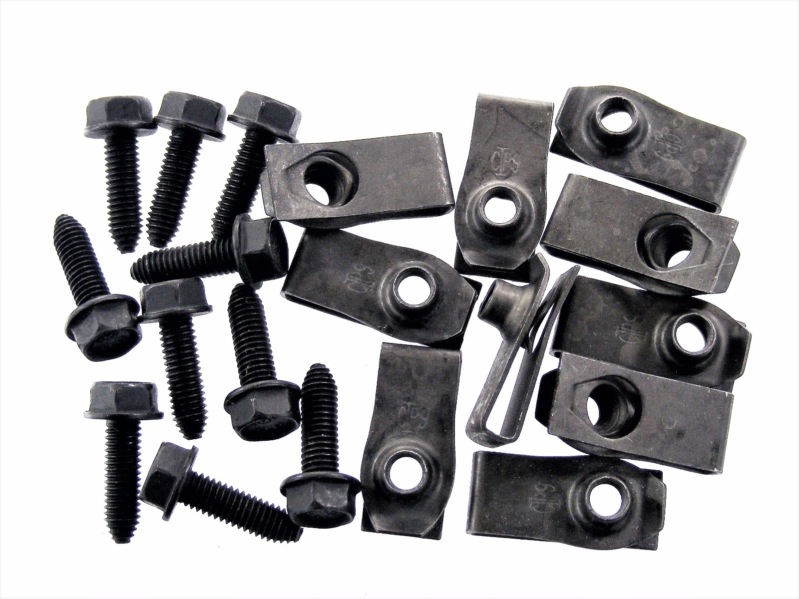 CHEVY Body Bolts & U-nut Clips- M6-1.0 x 20mm Long- 10mm Hex- 20pcs (10ea)- #135