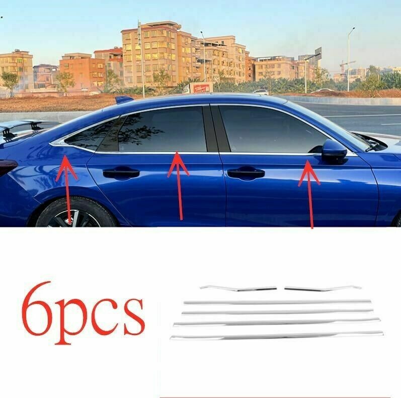 Fit For Honda Civic Sedan 2022-26 Car Chrome Steel Bottom Window Sill Frame Trim