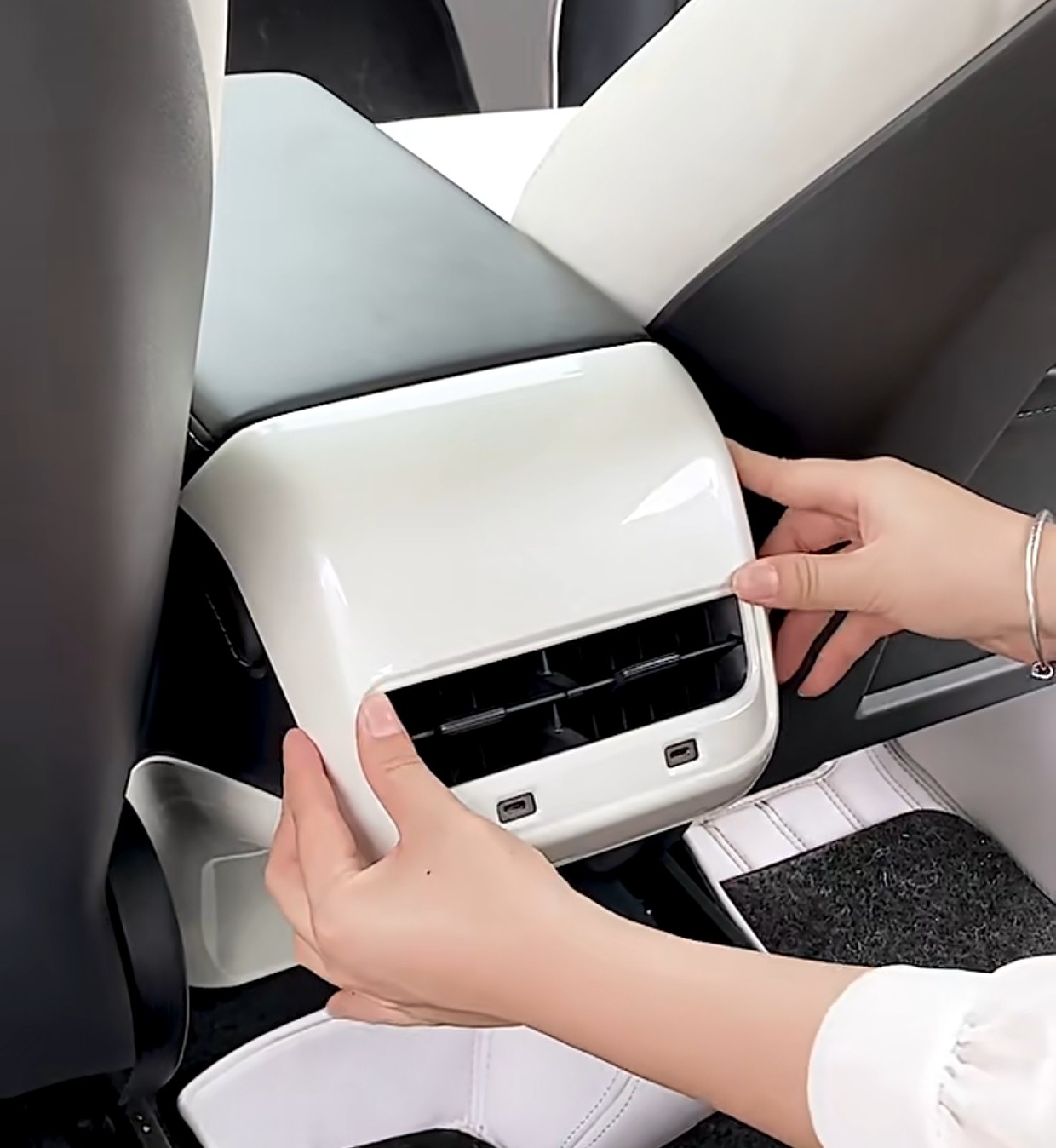 White Accessories Rear AC Air Vent Overlay Trim Cover For 17-23 Tesla Model 3 /Y