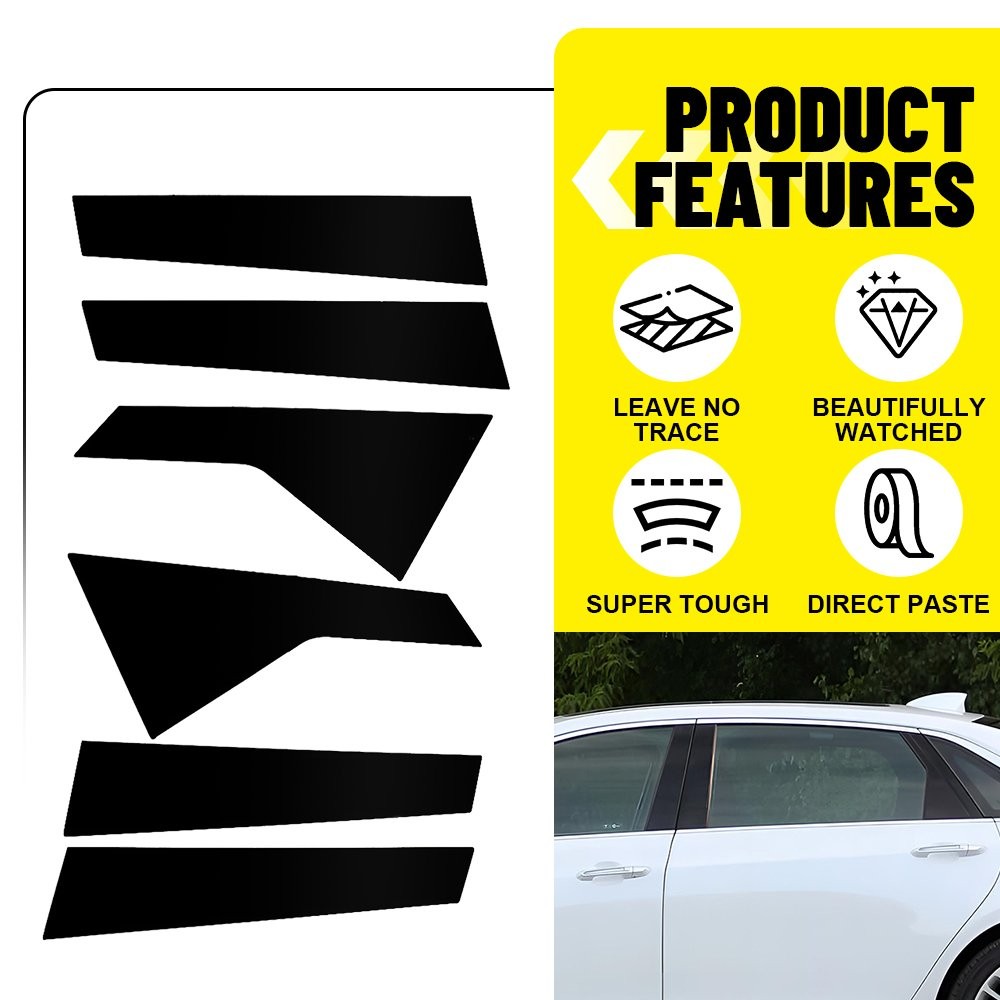 6PCS Door Window Pillar Posts Cover Trim For 2016-2020 Cadillac CT6 Glossy Black