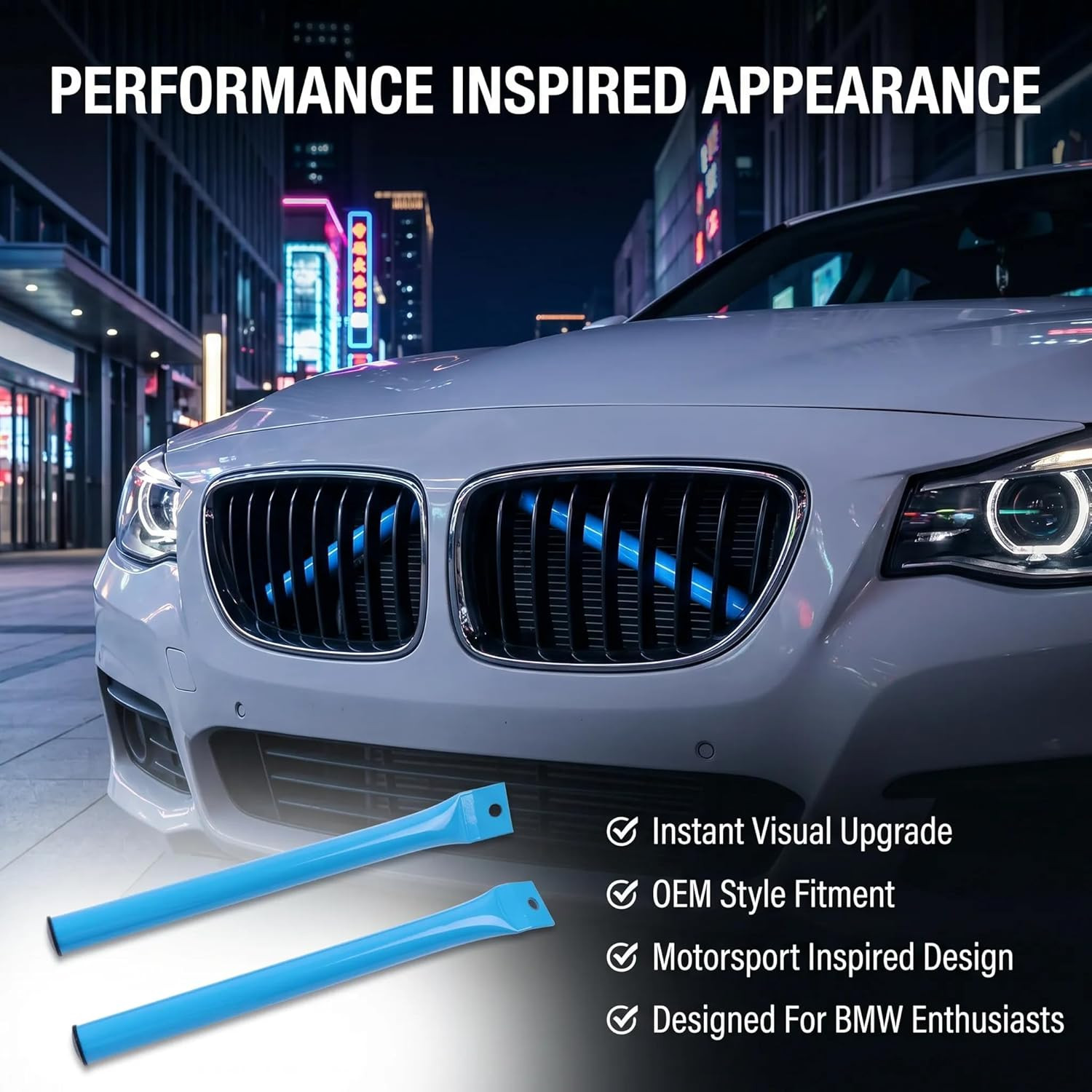 Blue Kidney Grille V Brace Trim Cover for BMW 328i 335i E90 E92 E93 2006-2013