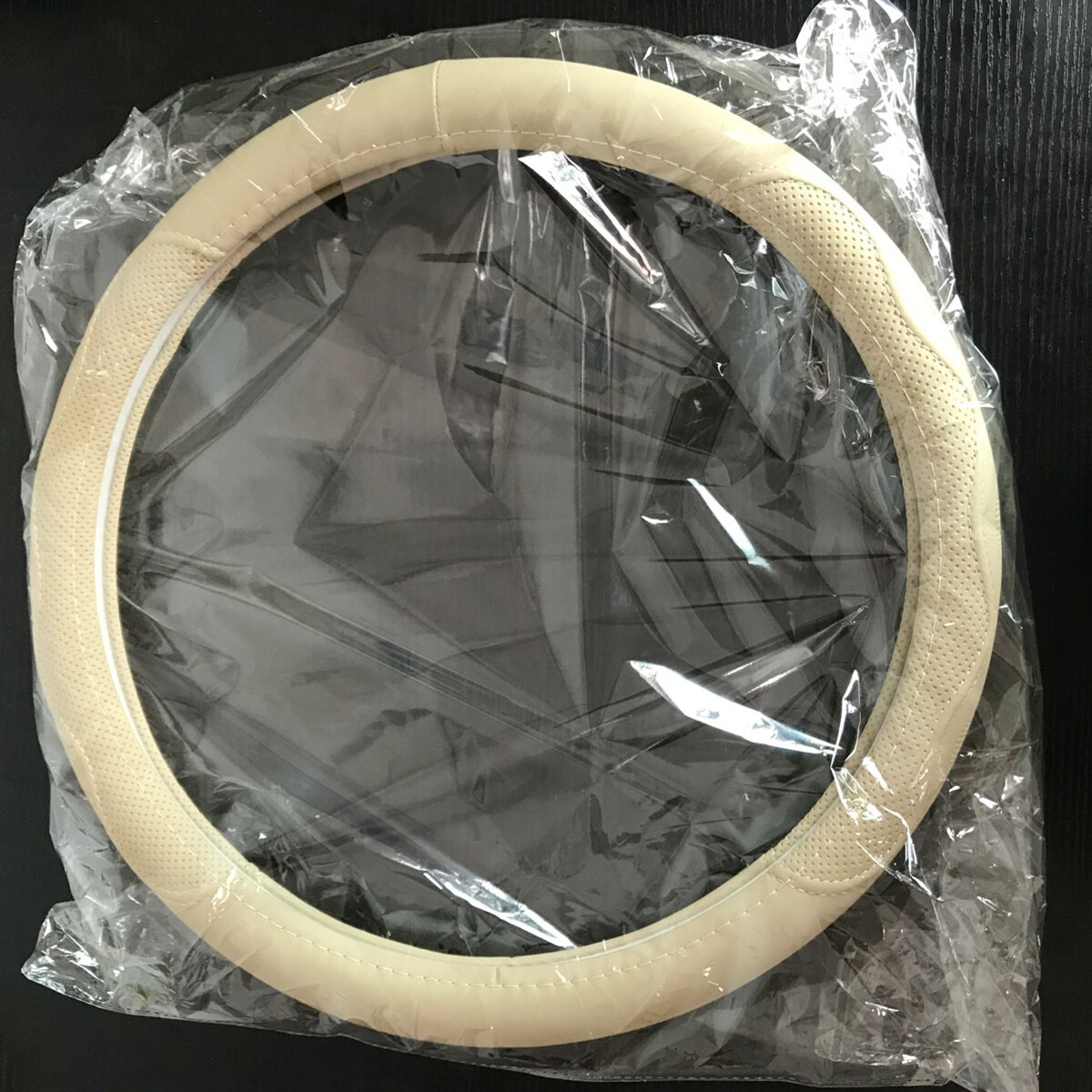 14-15in Car Steering Wheel Cover PU Leather Protector Breathable Anti-slip