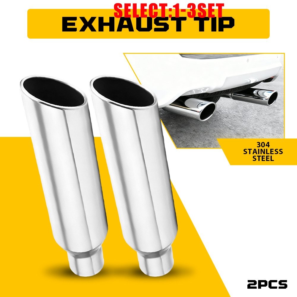 Stainless Steel Exhaust Tail Pipe Tip 2.5″ Inlet, 4″ Outlet, 18″Long Silver 2-6X