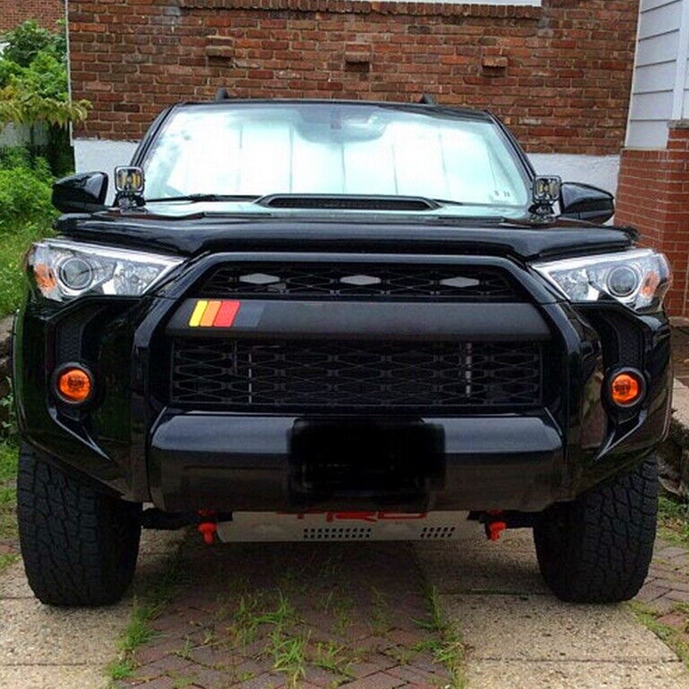 4 Tri-color Badge Front Grille Decal Sticker Red Orange Yellow Black Accessories