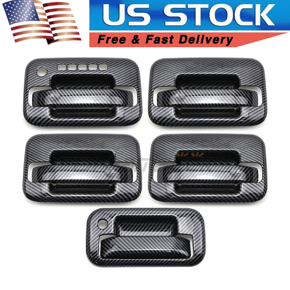 For Ford F150 2004-2014 Door + Tailgate Handle Cover Carbon Fiber Look W/ KeyPad