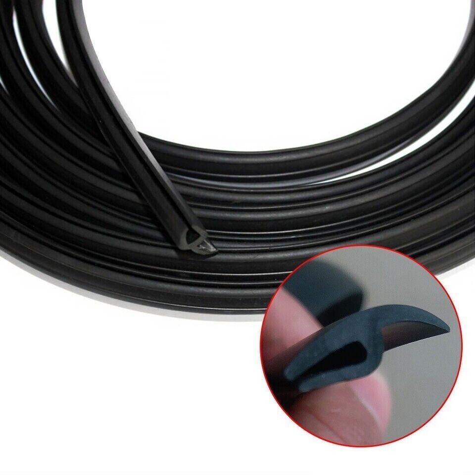 1.7M/ 5.6Ft Windshield Cowl Rubber Seal Strip, H-Shape Black Molding Trim Strips