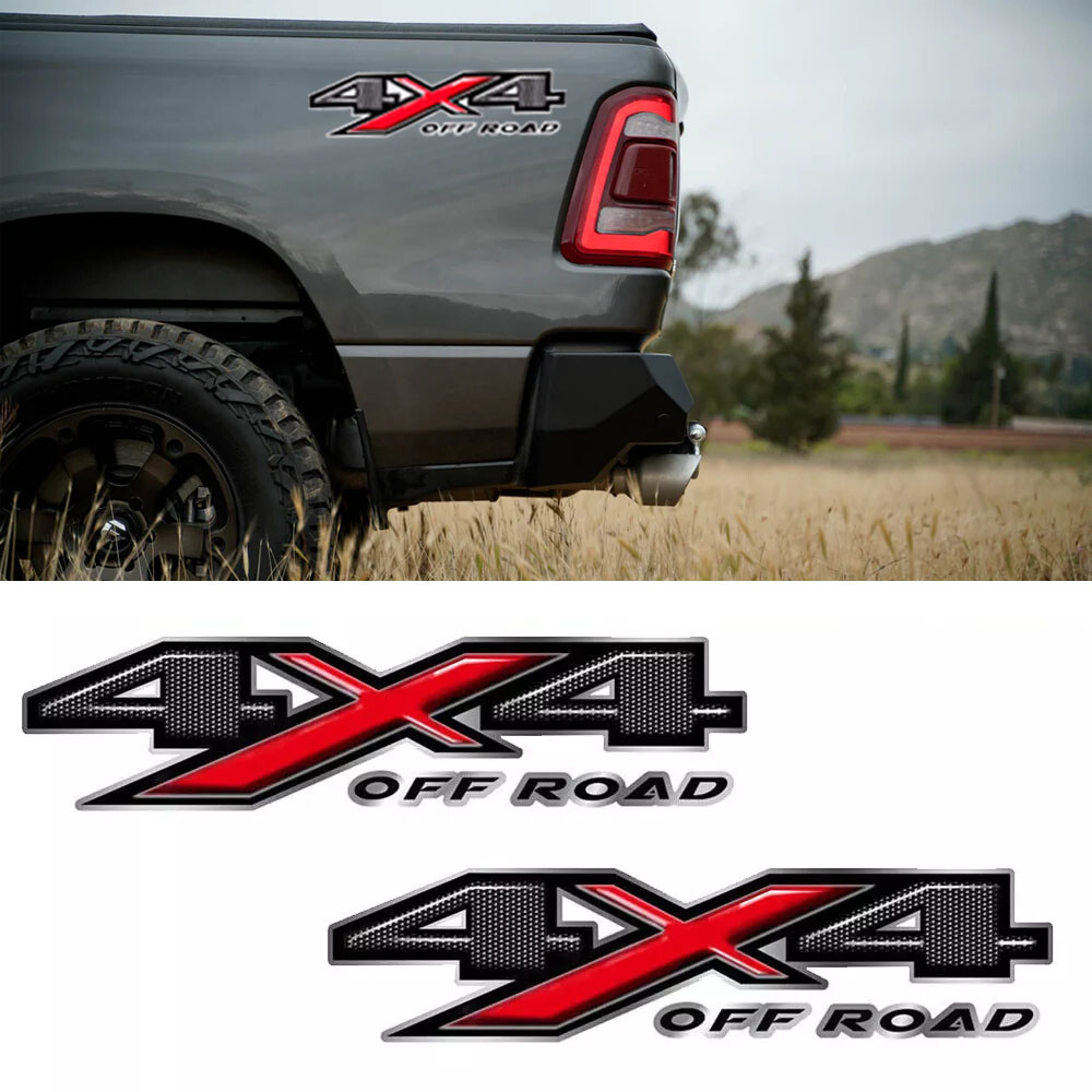 For Dodge Ram Carbon Fiber Pattern 4X4 Off Road Truck Side Bed Decal Sticker 2X