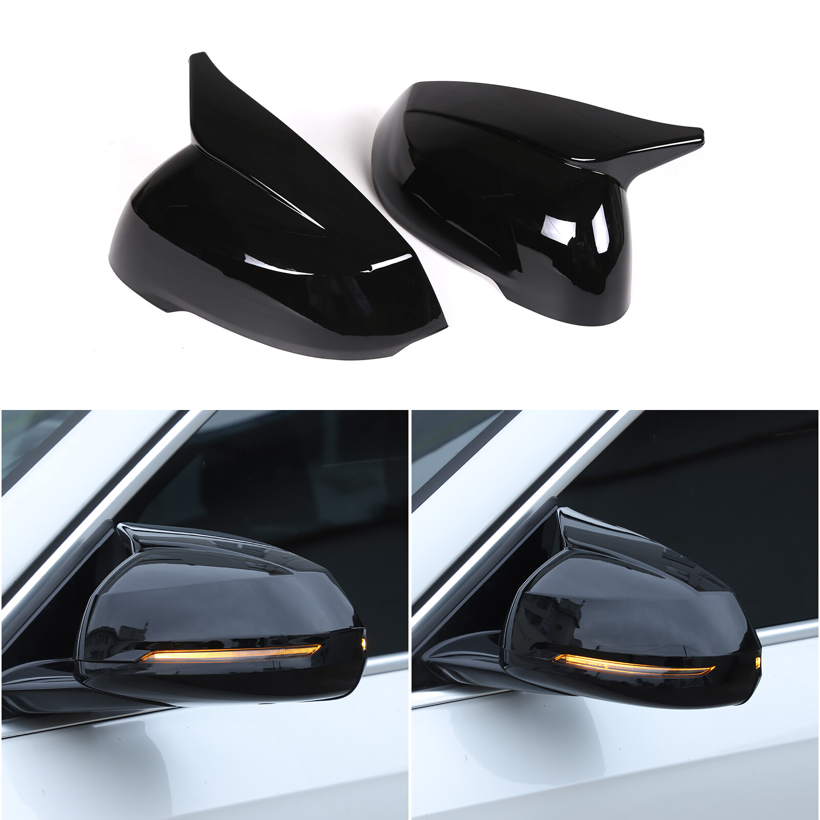 Gloss Black Side Door Wing Mirror Cover Caps For BMW X1 U11 X2 U10 2023-2025 2X