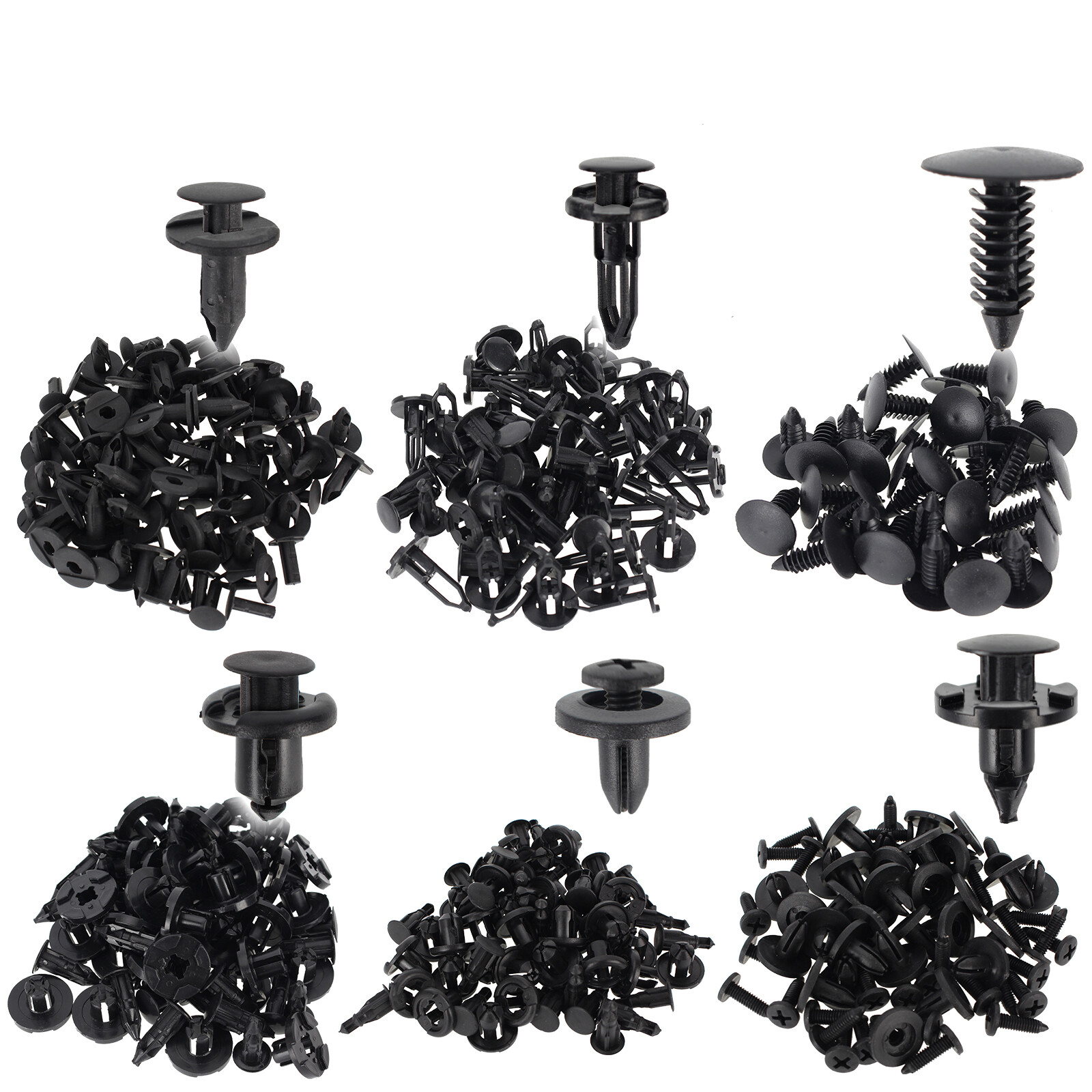 200 Pcs Push Bumper Fastener Rivet Clips with 6 Size Auto Body Retainer Clips