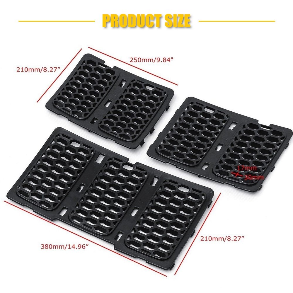 3PCS Front Bumper Honeycomb Insert Grill Fits For 2014-2016 Jeep Grand Cherokee
