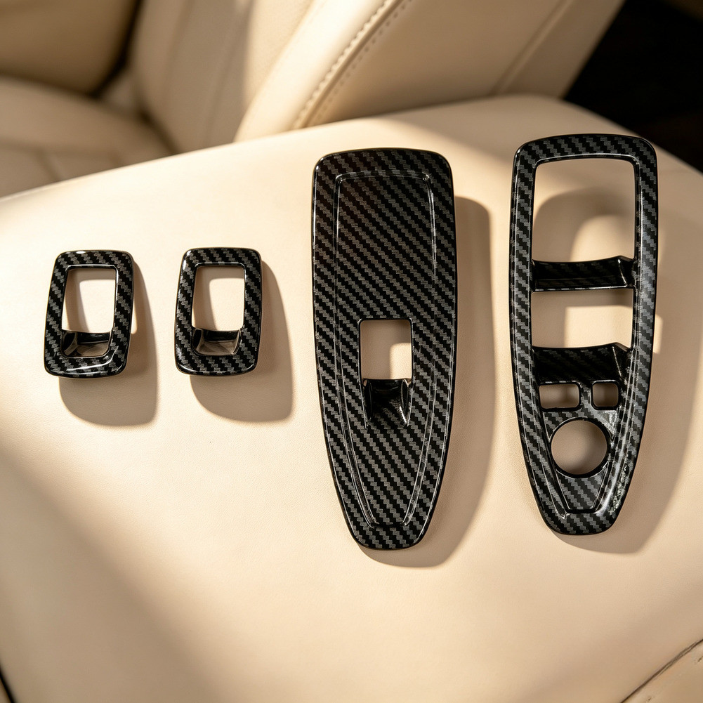 Window Control Panel Trim ABS with Carbon Fiber Appearance for BMW For 3 Series