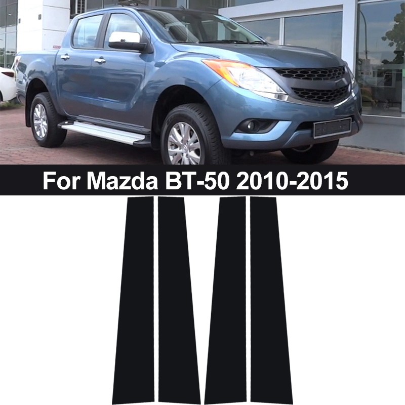 4pc Glossy Black Polycarbonate Window Pillar Posts Fit For Mazda BT-50 2010-2015