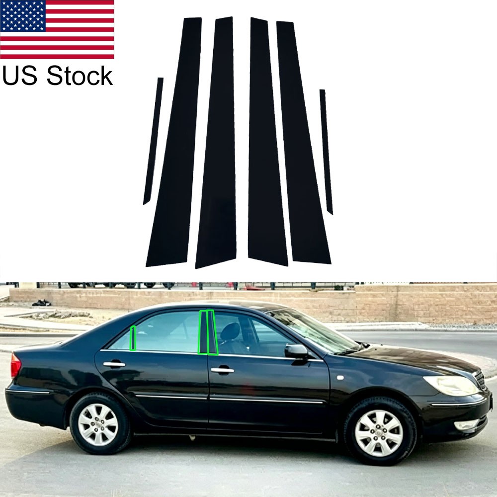 For 02-06 Toyota Camry 6pcs Glossy Piano Black Pillar Posts Window Door Covers